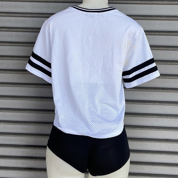 Material Girl Active White Black Crop Top Size L - Picture 5 of 7